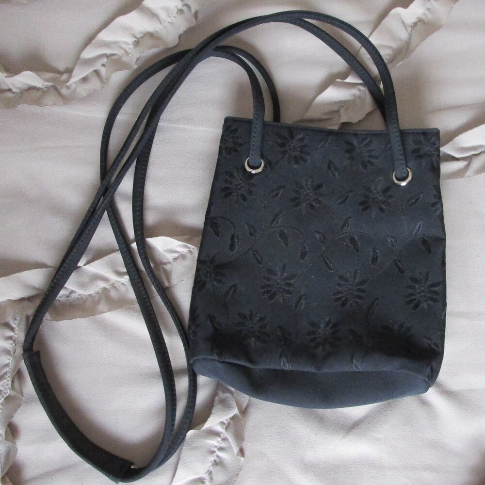 little embroidered fabric crossbody bag